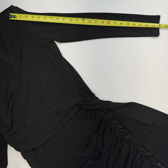 NWOT Alice + Olivia Kyra Black Mini Dress Drapey Ruched Whimsygoth Womens 12 - Picture 16 of 16